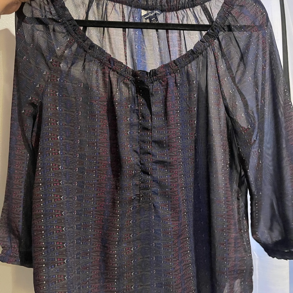 Sheer Blouse with Pattern